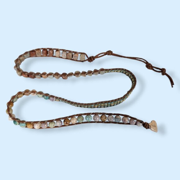 Bohemian Leather & Stone Wrap Bracelet - Picture 4 of 5